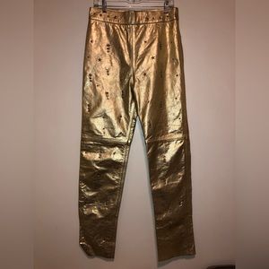 Vintage gold leather high waisted pants